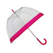 Parapluie cloche transparent - droit - bordure rose