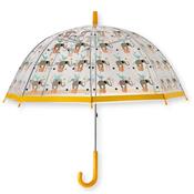 Parapluie cloche enfant - Transparent - imprimé éléphant - Bordure et Poignée jaune