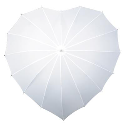 Parapluie droit - toile en forme de coeur - blanc